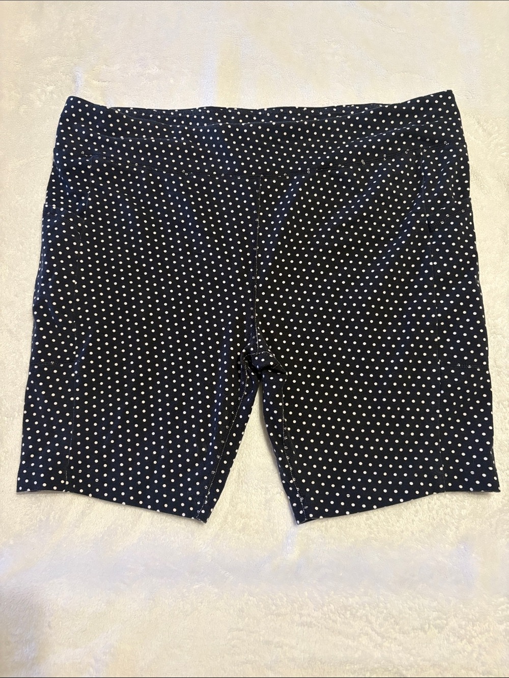 Terra & Sky Navy Blue Polka Dot Bike Shorts